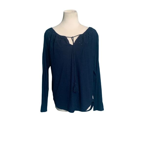 Loft black long sleeves boho tunic top size XS - Picture 6 of 7